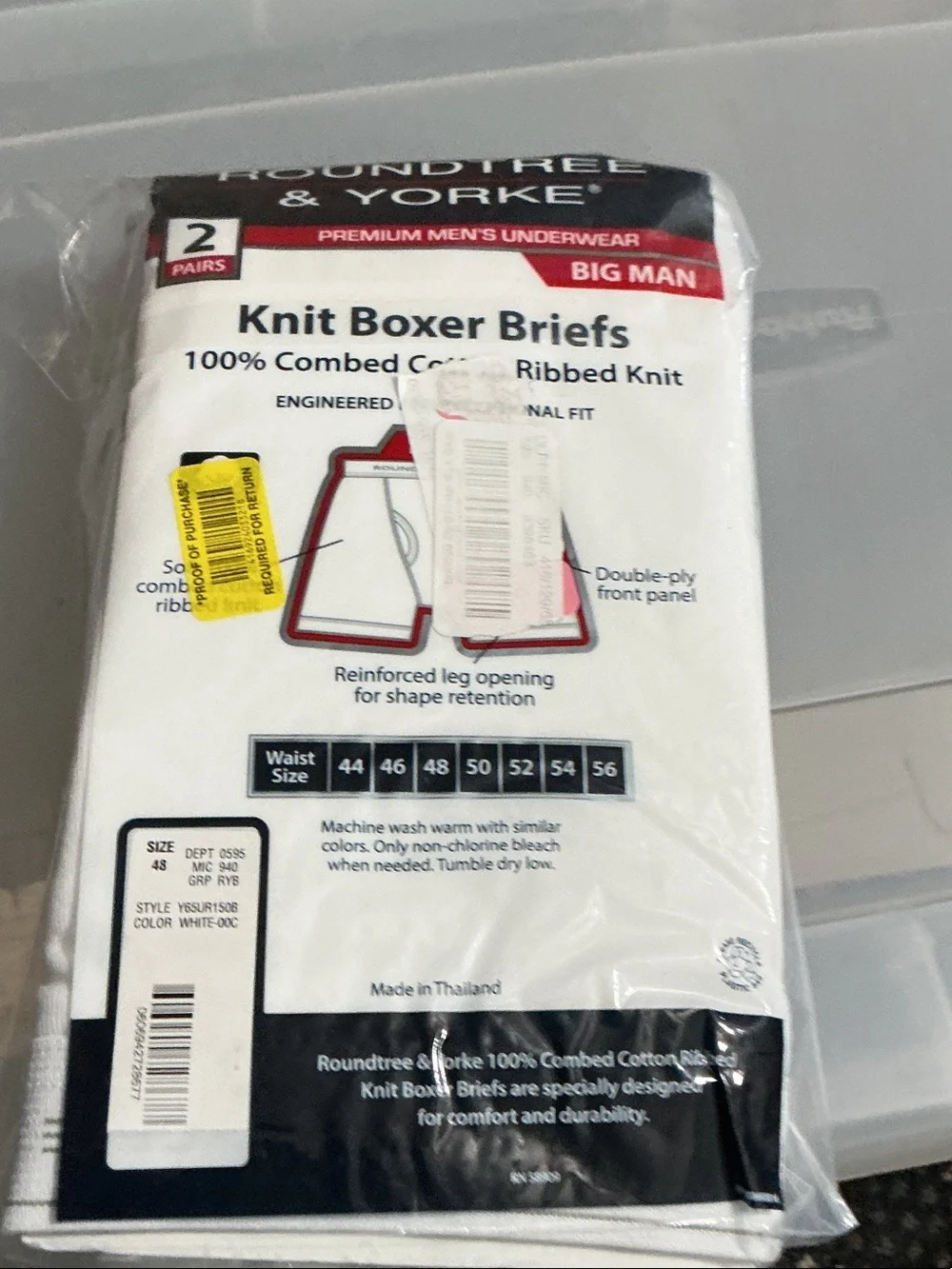 Roundtree & Yorke White Knit Boxer Briefs 2-Pack - Big Man